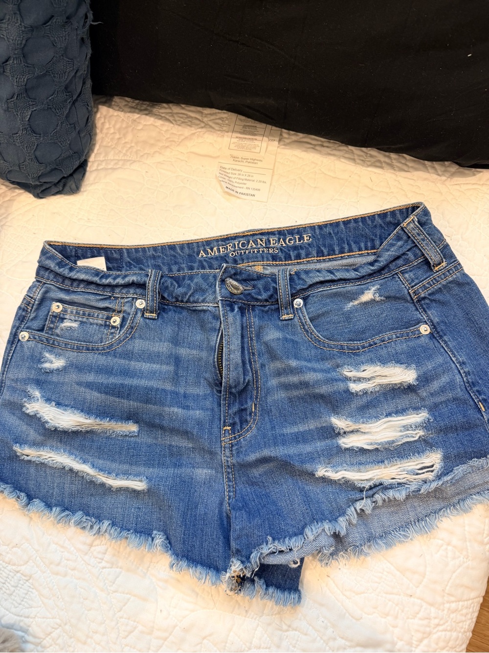 American Eagle Outfitters Distressed Blue Denim Shorts